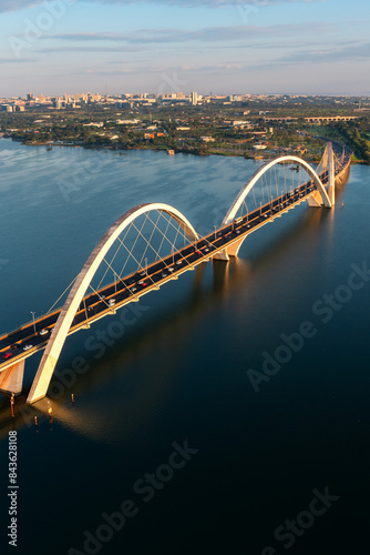 Aerial image of the bridge over Lake Paranoá in Brasília