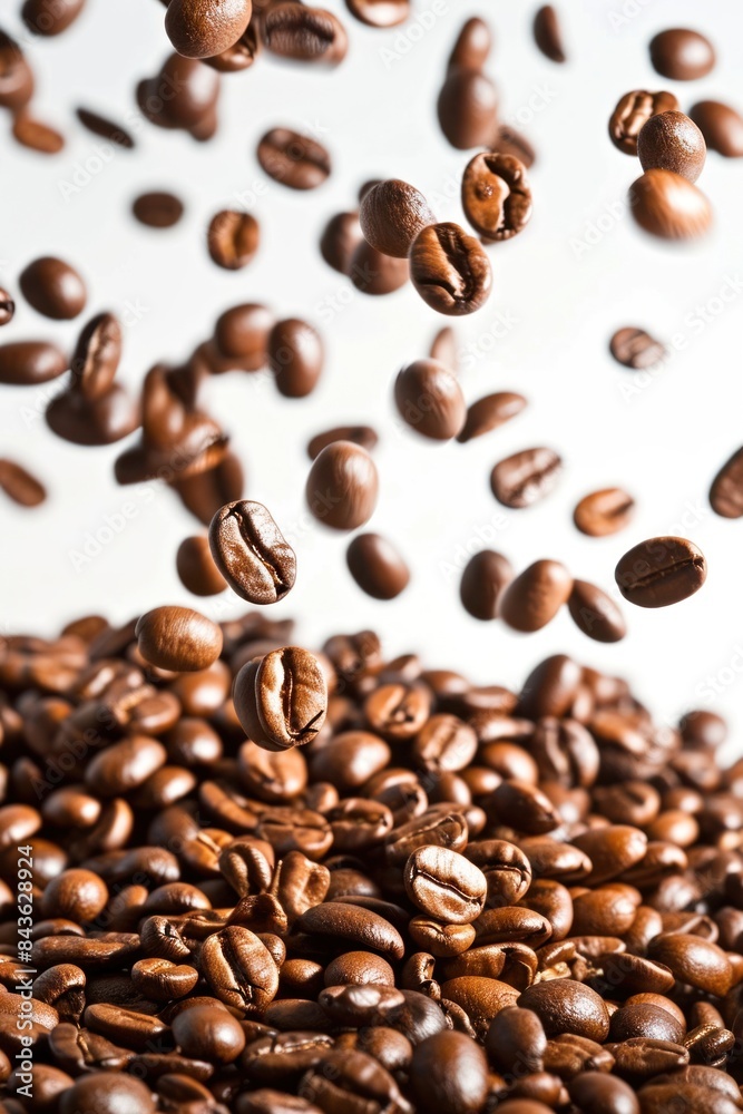 Obraz premium Abstract background of close-up view of coffee beans.