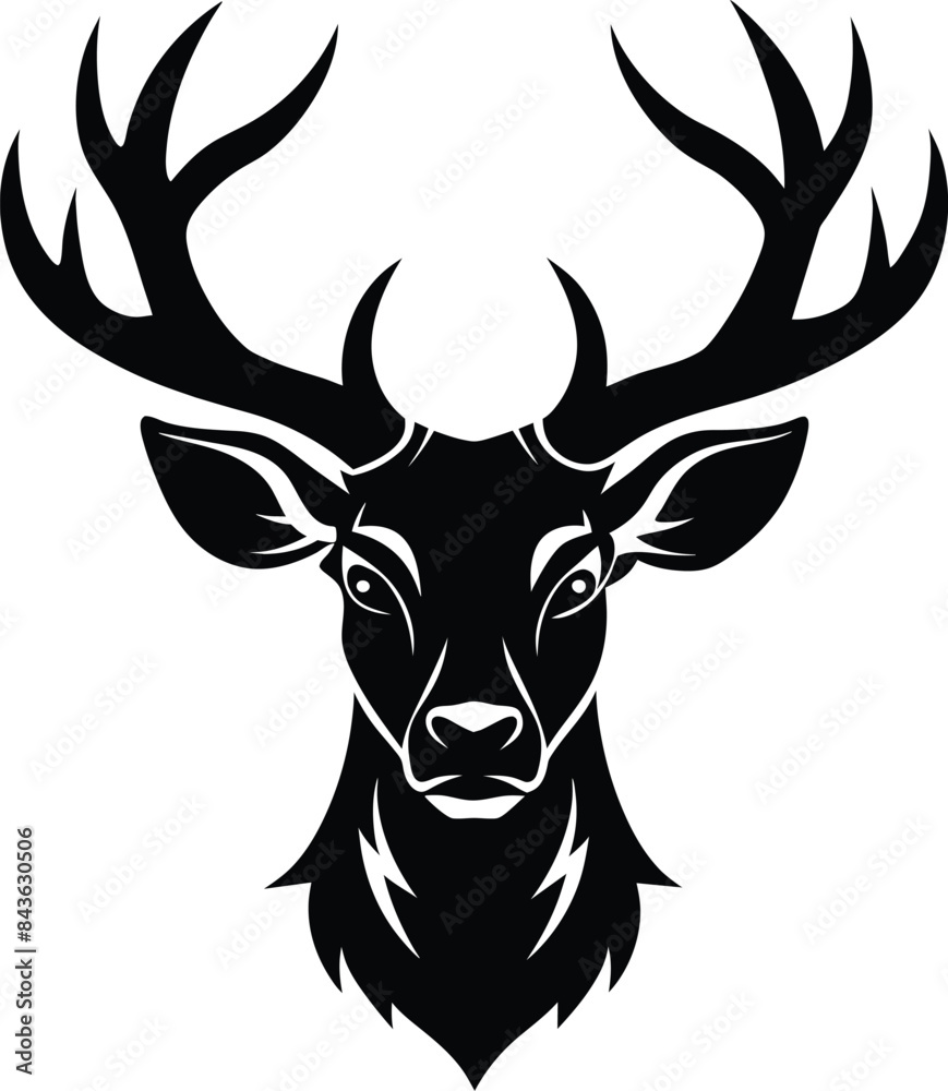 Naklejka premium set of black deer head logo style silhouettes vector