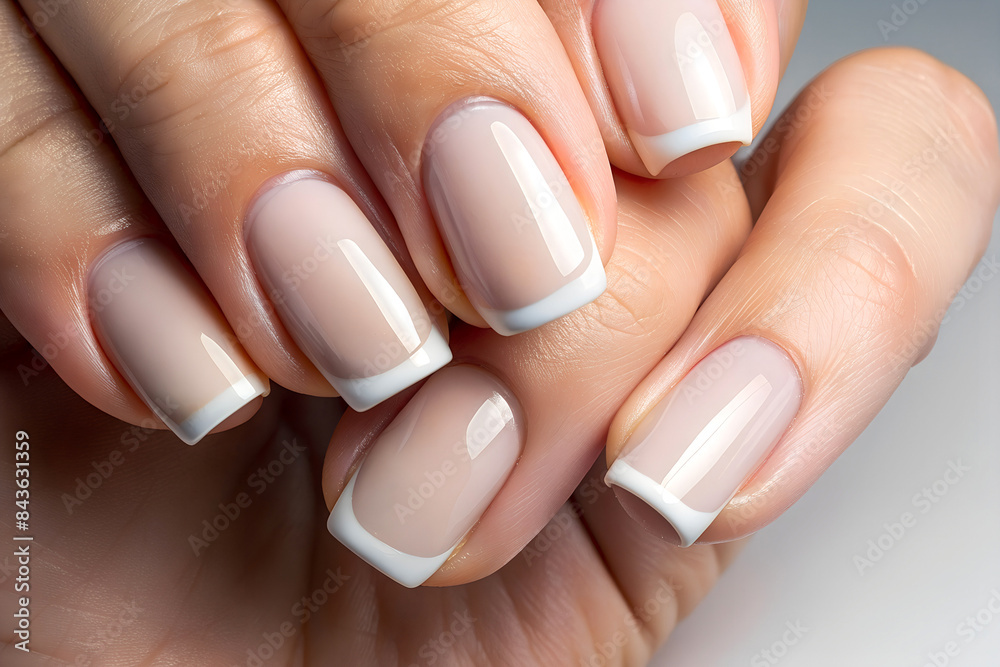 Timeless Elegance: A Close-Up Portrait of Beautifully Manicured French Nails, Exuding Sophistication and Style Timeless Elegance: A Close-Up Portrait of Beautifully Manicured French Nails, Exuding Sophistication and Style