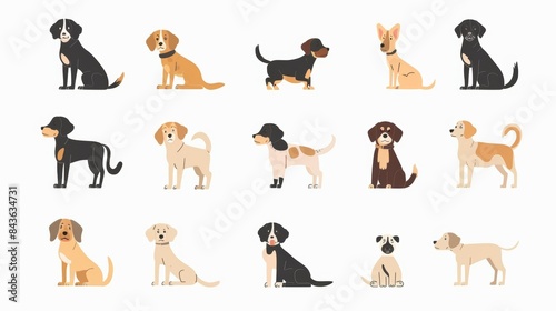 Vector illustration collection of cute dog
