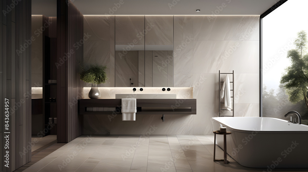 Elegant Modern Bathroom with Large Mirror