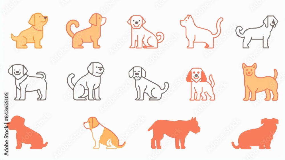 Fototapeta premium Vector illustration collection of cute dog