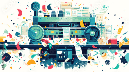 Business Machine Producing Strategic Insights Illustration