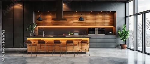Minimalist kitchen with sharpedged furniture and highend appliances © Starkreal