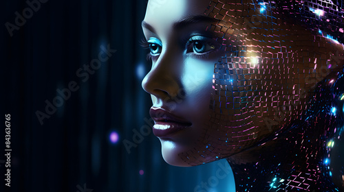 Futuristic Portrait of Woman with Digital Elements