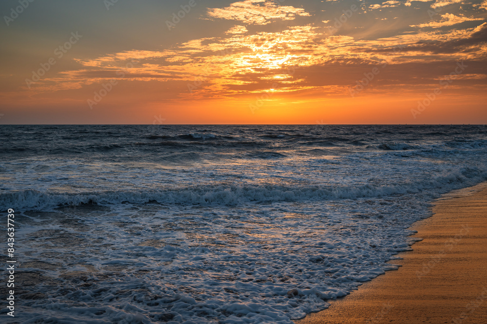 Naklejka premium Beautiful clean golden beach of Madhavpur, Gujrat, India.