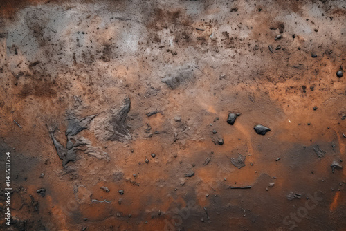 Processed collage of old rusty metal sheet texture in daylight. Background for banner