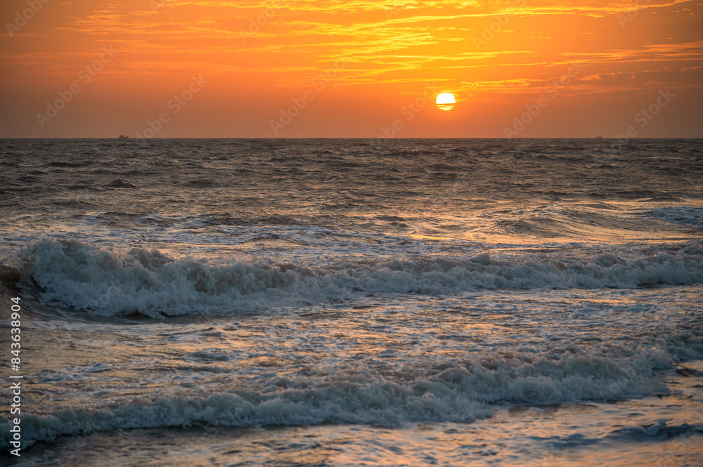 Naklejka premium Beautiful clean golden beach of Madhavpur, Gujrat, India.