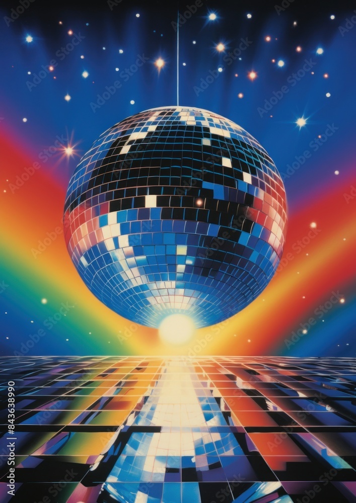 Fototapeta premium Disco ball sphere planet night.