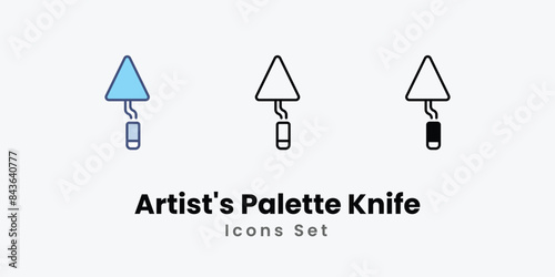 Artist's Palette Knife icons vector set stock illustration.