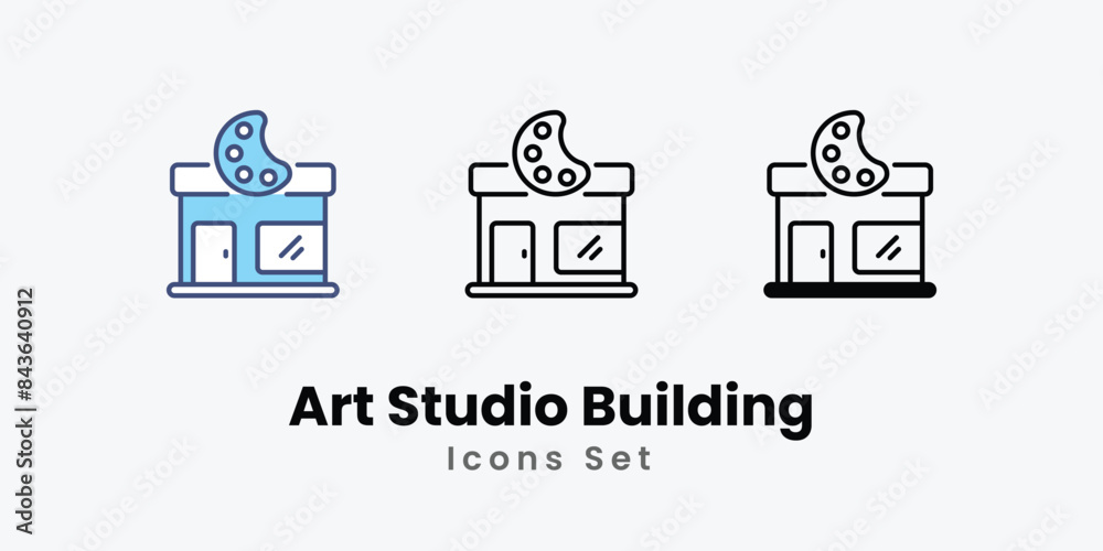 Art Studio Building icons vector set stock illustration. Art Studio Building icons vector set stock illustration.