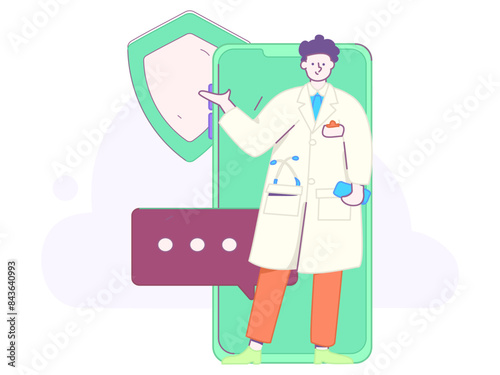 Medical characters fighting the epidemic flat vector concept operation hand drawn illustration
