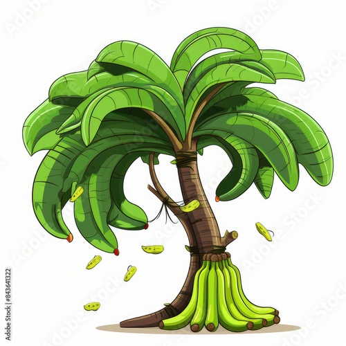 Stylized Banana Tree Vector on Clean White Background photo