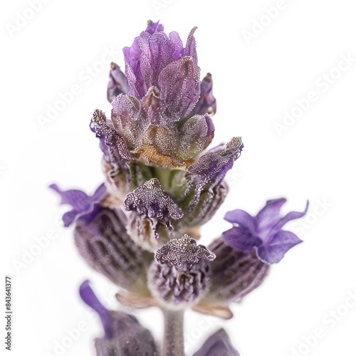 flower Photography, Lavandula dentata Royal Crown, Close up view, Close up view, Isolated on white Background photo