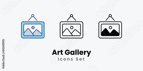 Art Gallery icons vector set stock illustration.