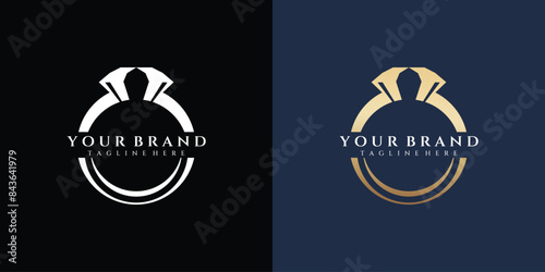 Elegant Diamond Logo Design Template. Diamond Ring Logo Template.