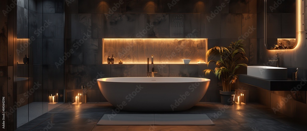 Sleek bathroom with sharp lines, contemporary fixtures, and a minimalist design Sleek bathroom with sharp lines, contemporary fixtures, and a minimalist design