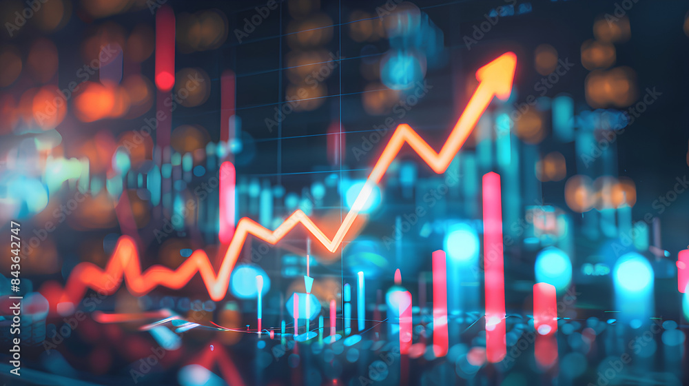 Financial graph showing upward trend Financial graph showing upward trend