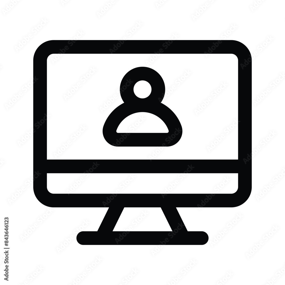 Person inside monitor, concept icon of online user Person inside monitor, concept icon of online user