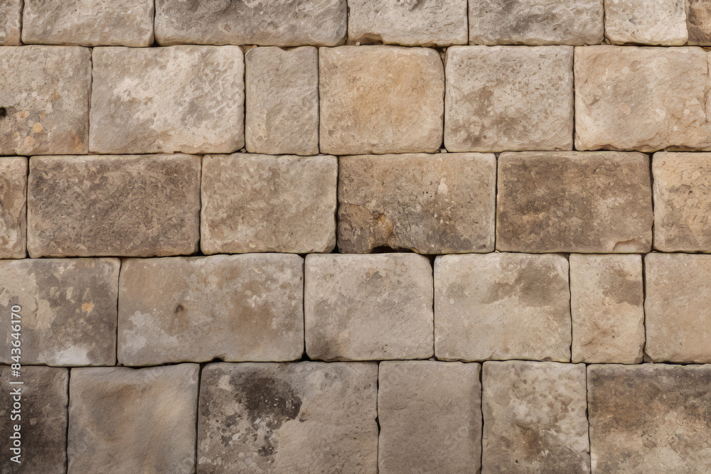 Fototapeta premium Processed collage of ancient yellow block wall texture. Background for banner, backdrop or texture