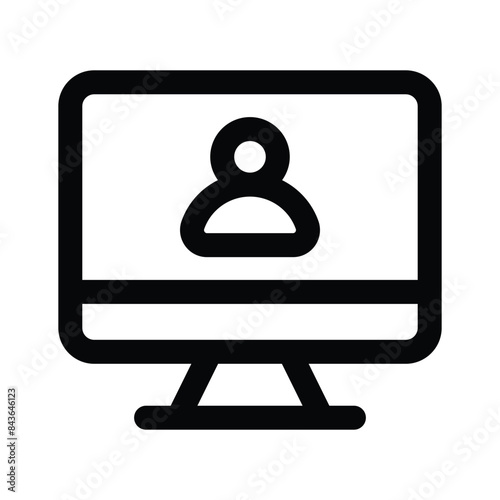 Person inside monitor, concept icon of online user