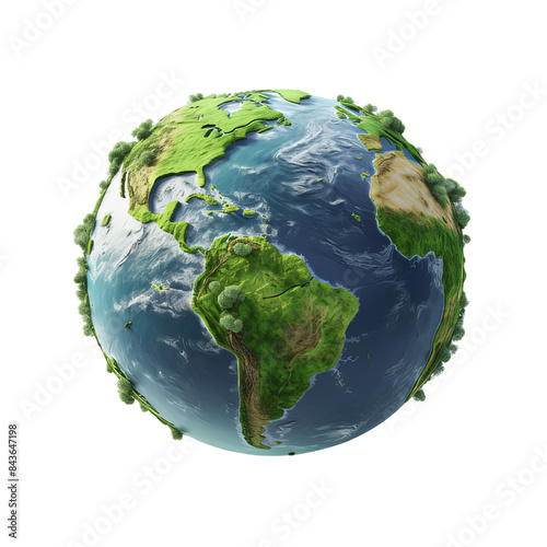 Obraz na płótnie 3d rendered planet Earth sphere globe isolated on a transparent background save Planet green Earth concept w salonie