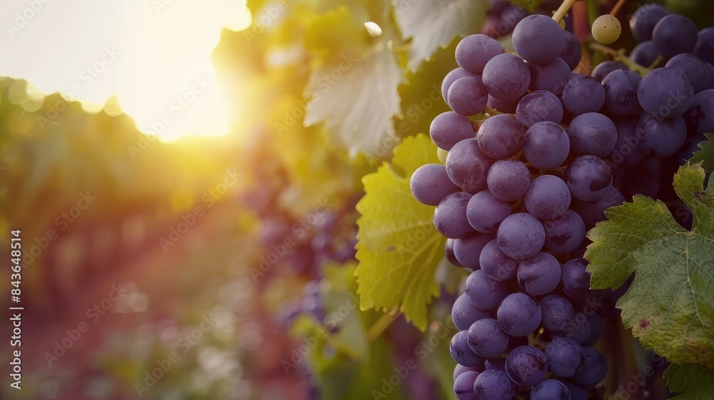 Fototapeta premium Grapes on a vine A close look at grape cultivation