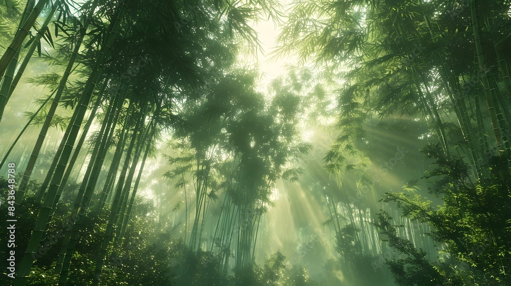 Naklejka premium Forest Sunlight Filtered Through Trees
