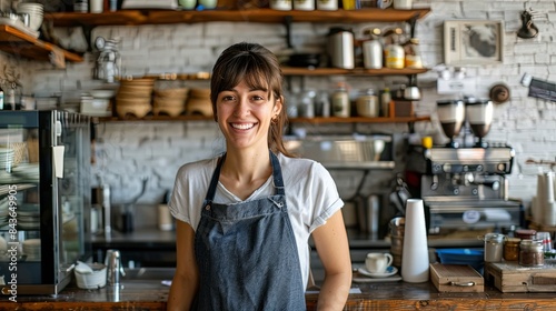 Cheerful Barista in Tropical Themed Cafe
