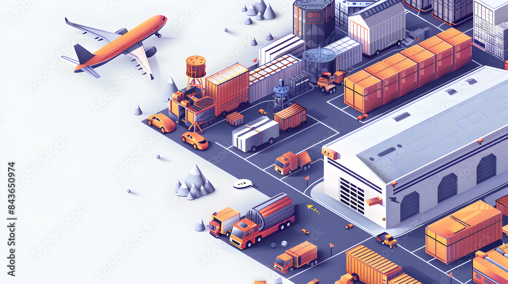 A visually appealing logistic illustration with copy space for business reports concept in 3D flat icon style A visually appealing logistic illustration with copy space for business reports concept in 3D flat icon style