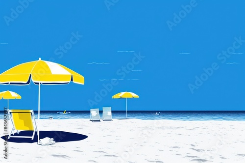 Yellow and blue of beach outdoors summer nature. © Rawpixel.com