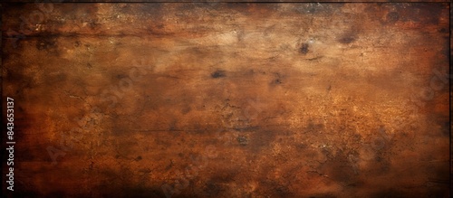The dark brown table with a beautiful texture of an old aged grunge frame wall vintage pattern lined surface and rough background gives an abstract top view with copy space for an image photo