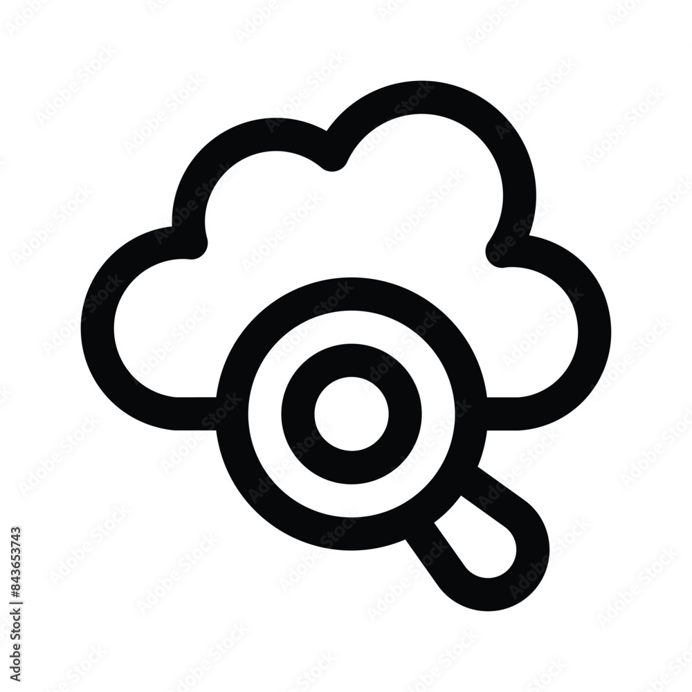 Magnifier with cloud, cloud search icon design, cloud finding vector Magnifier with cloud, cloud search icon design, cloud finding vector