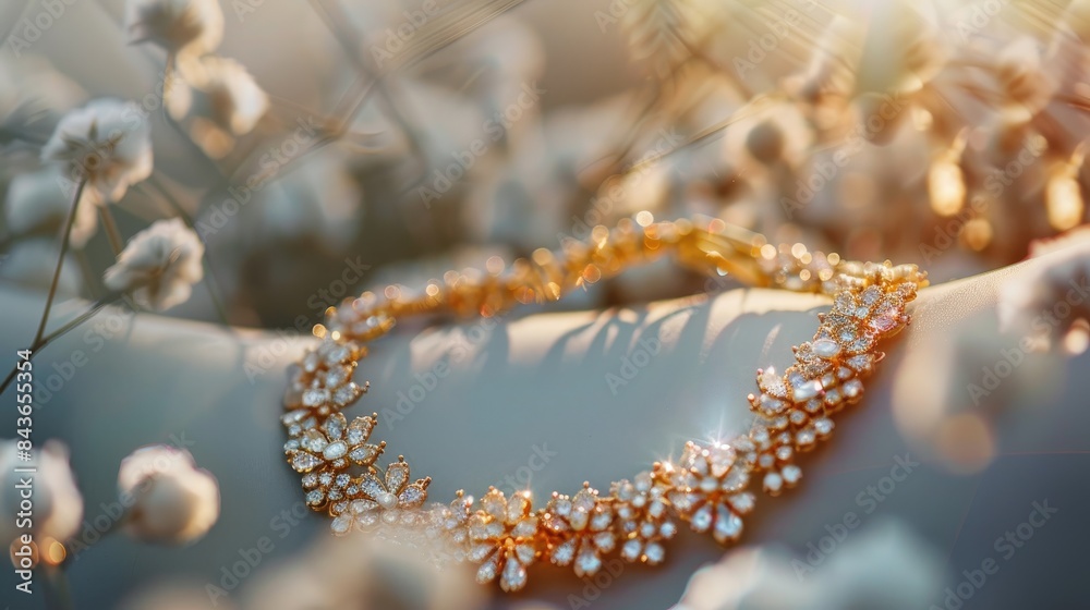 The necklace placed on a white background The necklace placed on a white background