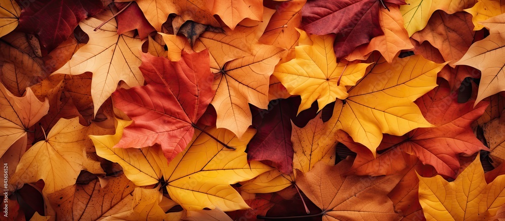 A flat lay composition of autumn leaves with ample open space for additional content or imagery A flat lay composition of autumn leaves with ample open space for additional content or imagery