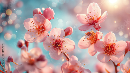 cherry blossom sakura with blue sky background