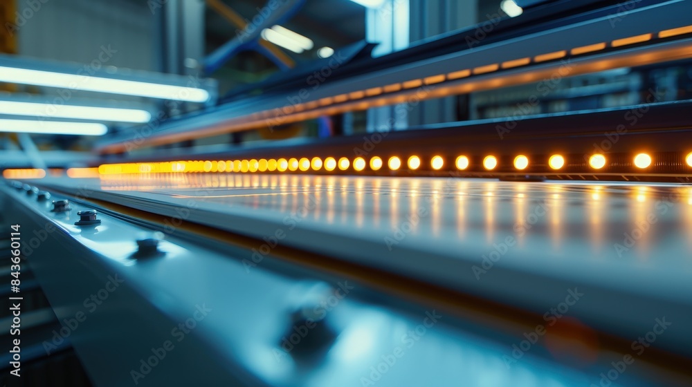 Obraz premium Precision in Printing: Detailed Inspection of Printed Materials with Natural Lighting in Dynamic Composition