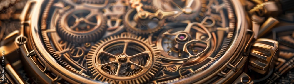 Intricate Steampunk Pocket Watch With Gears and Golden Hues - Detailed Vintage Illustration Intricate Steampunk Pocket Watch With Gears and Golden Hues - Detailed Vintage Illustration