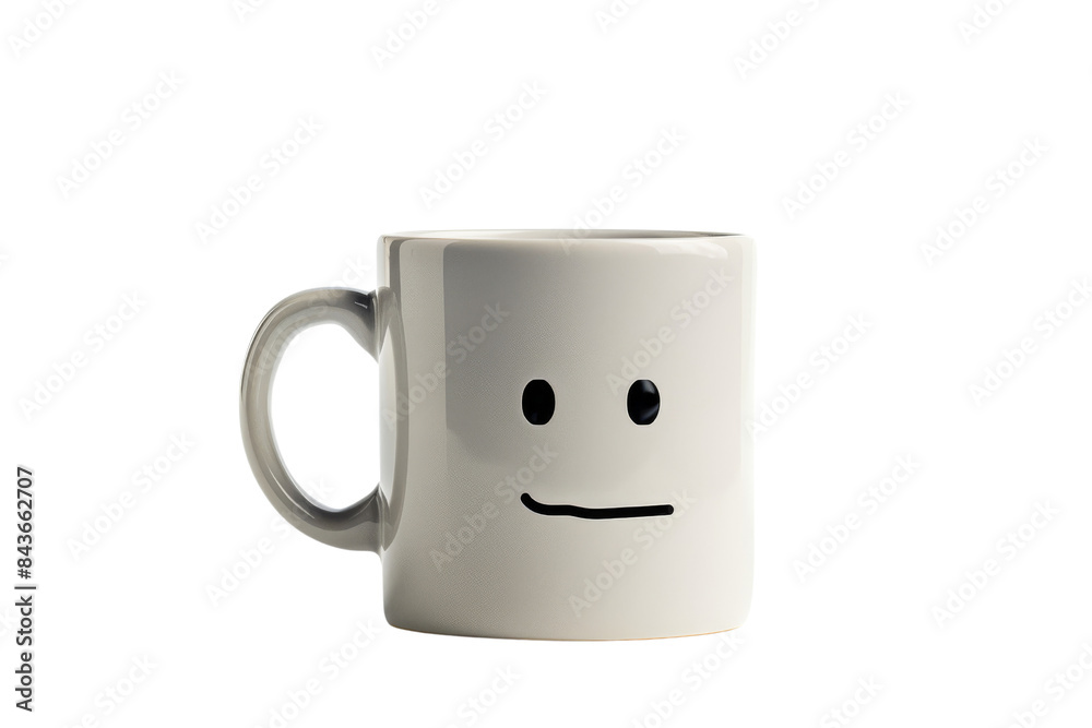 face on ceramic coffee cup photographed alone on a white background face on ceramic coffee cup photographed alone on a white background