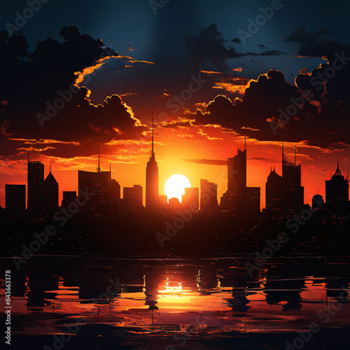 sunset over the city