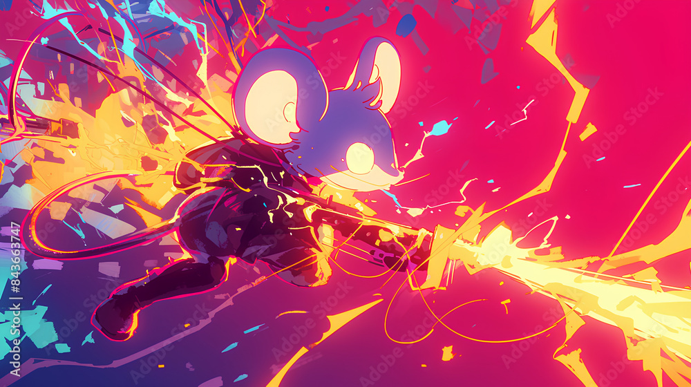 Fototapeta premium a mouse shoots electricity