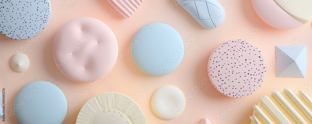 Delicate pastel shapes evoke retro Scandinavian charm. Delicate pastel shapes evoke retro Scandinavian charm.