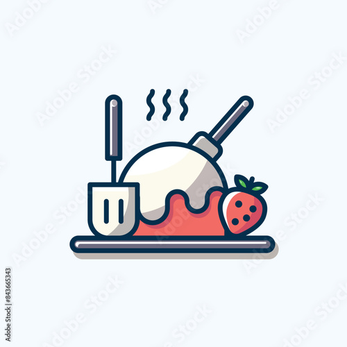 Fruit jam pastry baking tools icon illustration isolated background