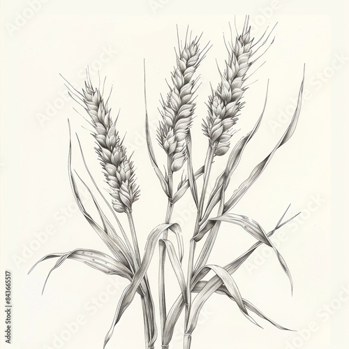 Line art drawing of wheat ear