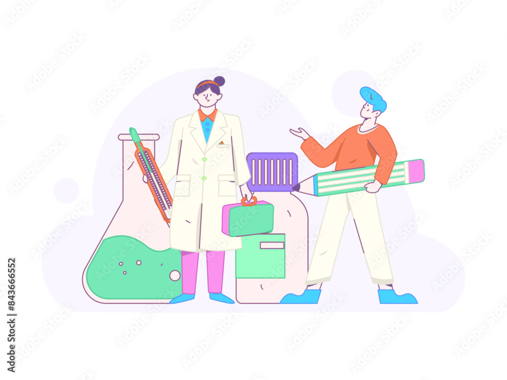 Medical characters fighting the epidemic flat vector concept operation hand drawn illustration
