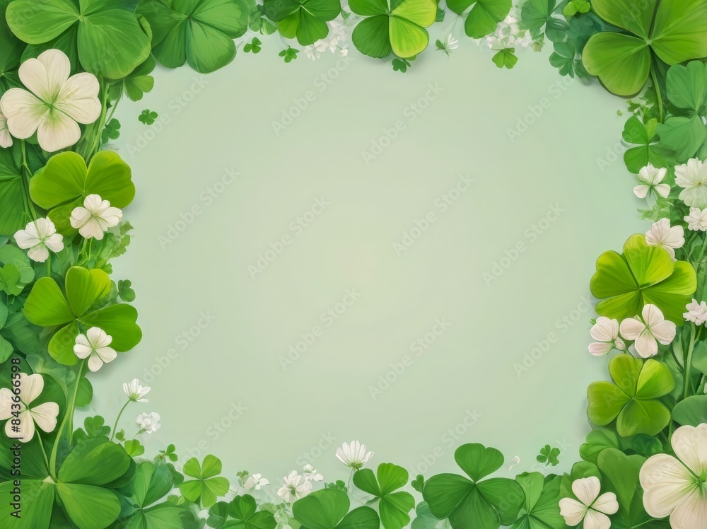 A natural and vibrant frame of clovers and white flowers, offering a fresh, botanical aesthetic for various design projects. Nature Frame A natural and vibrant frame of clovers and white flowers, offering a fresh, botanical aesthetic for various design projects. Nature Frame