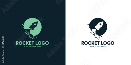 Launching Take Off Rocket Jet Plane Space modern logo word mark logotype design