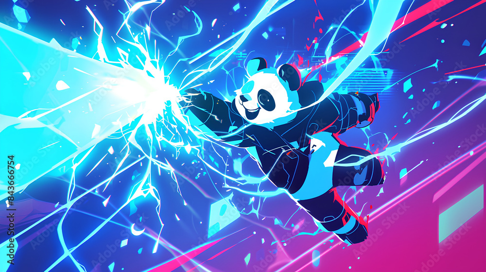 a panda shooting electricity a panda shooting electricity