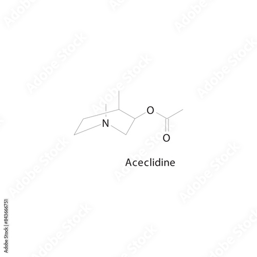 Aceclidine  flat skeletal molecular structure Muscarinic acetylcholine receptor agonist drug used in Glaucoma treatment. Vector illustration scientific diagram.